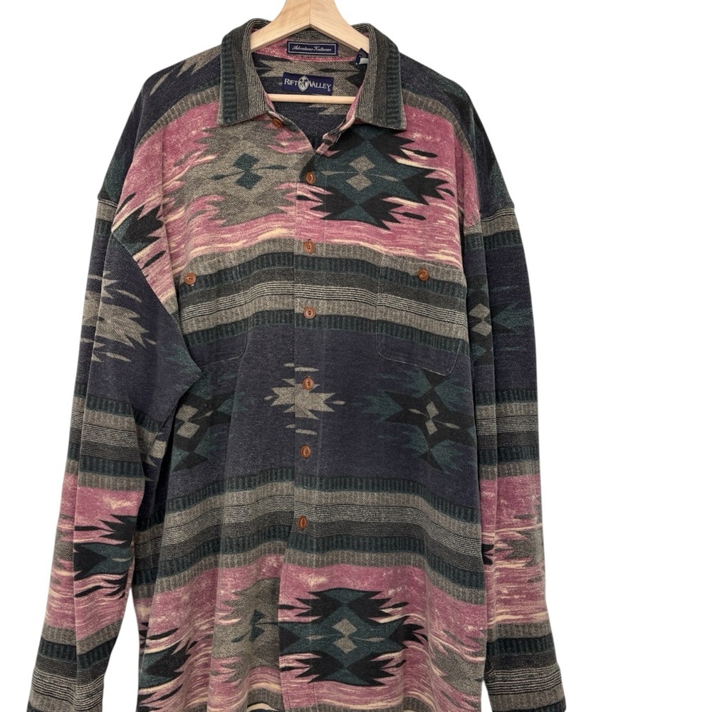 Vintage Rift Valley Adventurer Aztec Southwestern Multicolor  Men's Shirt XL - Picture 2 of 10